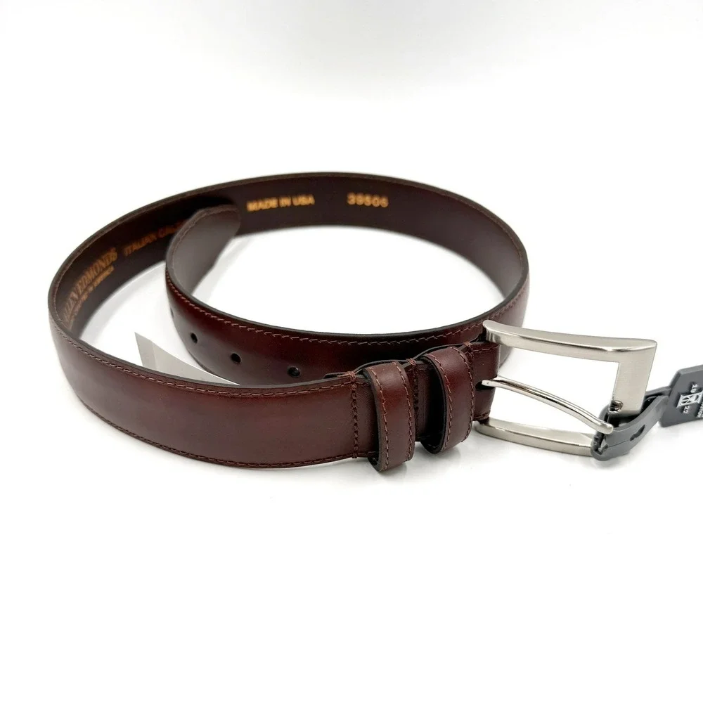 Allen Edmonds Wide Basic Leather Belt Chili Brown Italian Calfskin Mens Sz 30